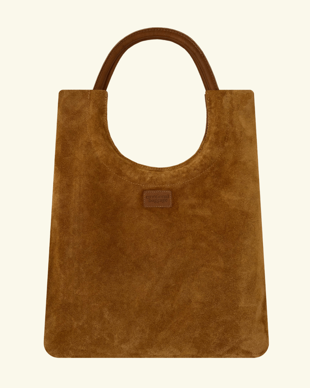 Mixed Emotions Reversible Tote in tan suede and leather, stylish and spacious for everyday essentials.