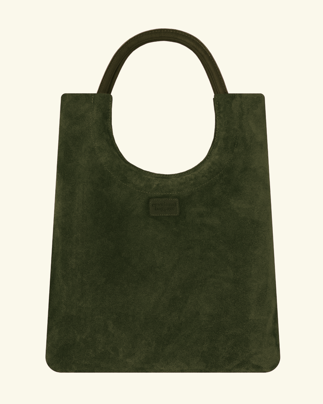 Mixed Emotions Reversible Tote in rich green suede, stylish and spacious for versatile fashion and everyday use.